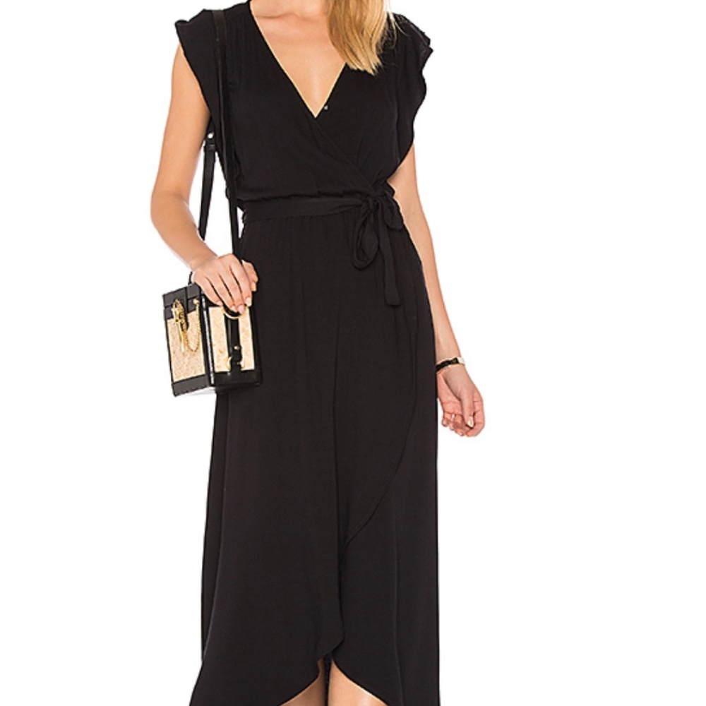 SOLD Splendid Black Ruffle Wrap Dress